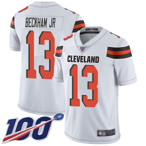 Cleveland Browns Odell Beckham Jr Men White Limited Jersey #13 NFL Football Road 100th Season Vapor Untouchable->cleveland browns->NFL Jersey
